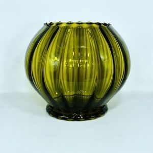 Vintage MCM Empoli olive green optic glass vase